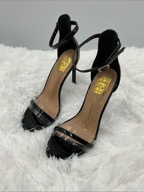 FRH Heels Size 5 1/2 Black with Straps and 4” Heel